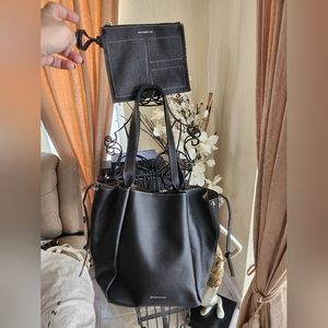 Clementine leather bag with Wristlet and tote bag